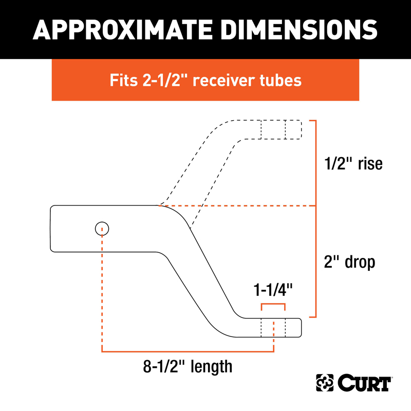 CURT | Commercial Duty Forged Ball Mount (2-1/2" Shank, 20,000 lbs., 2" Drop) CURT Hitch Balls & Mounts