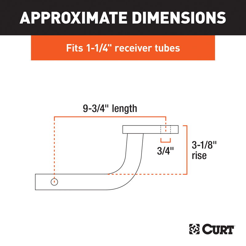 CURT | Class 2 Ball Mount (1-1/4" Shank, 3,500 lbs., 3-1/8" Rise, 9-3/4" Long) CURT Hitch Balls & Mounts