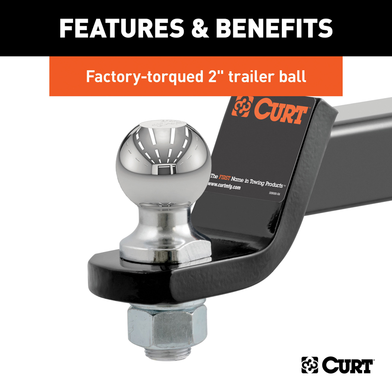 CURT | Towing Starter Kit with 2" Ball (2" Shank, 7,500 lbs, 2" Drop)