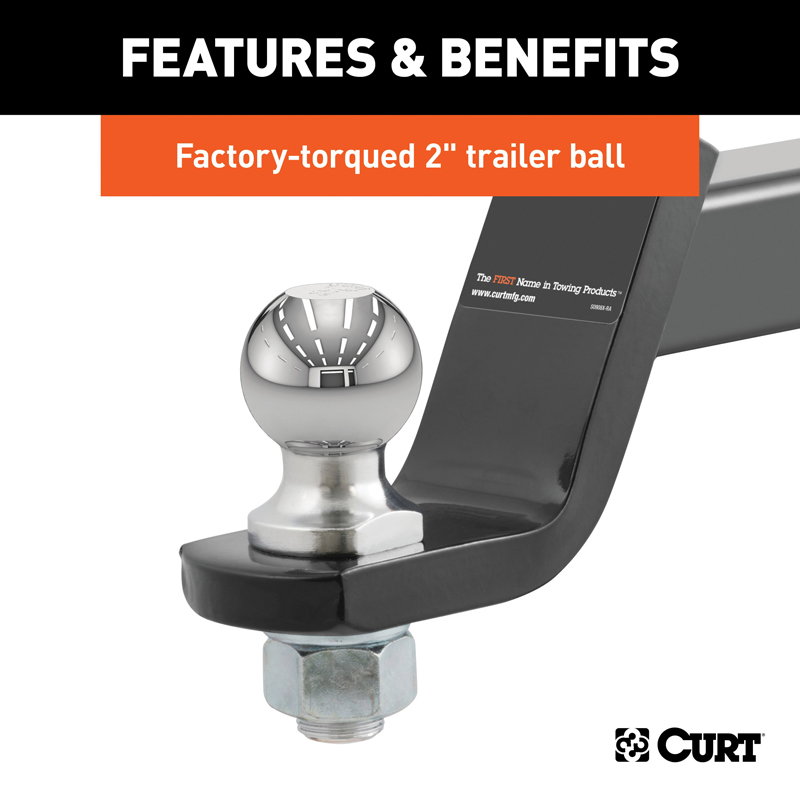 CURT | Towing Starter Kit with 2" Ball (2" Shank, 7,500 lbs, 4" Drop) CURT Hitch Balls & Mounts