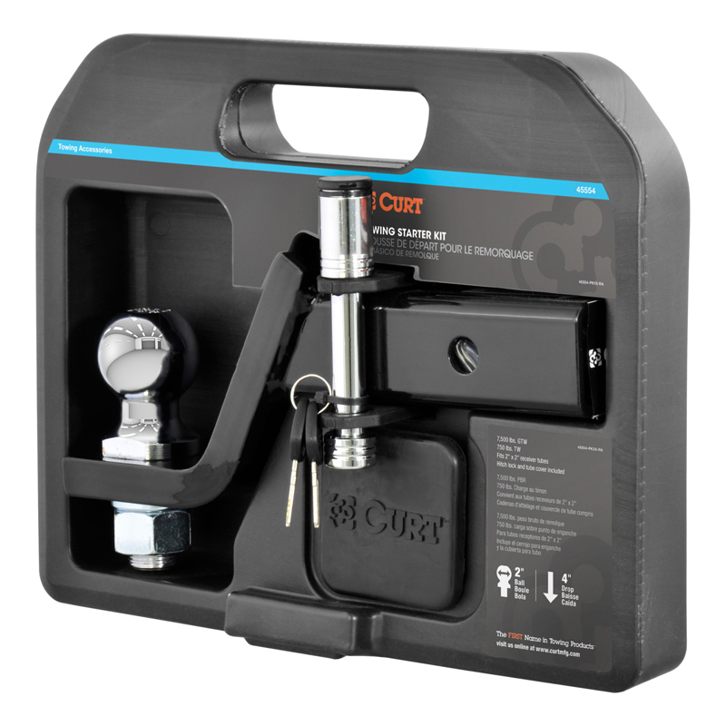 CURT | Towing Starter Kit with 2" Ball (2" Shank, 7,500 lbs, 4" Drop)