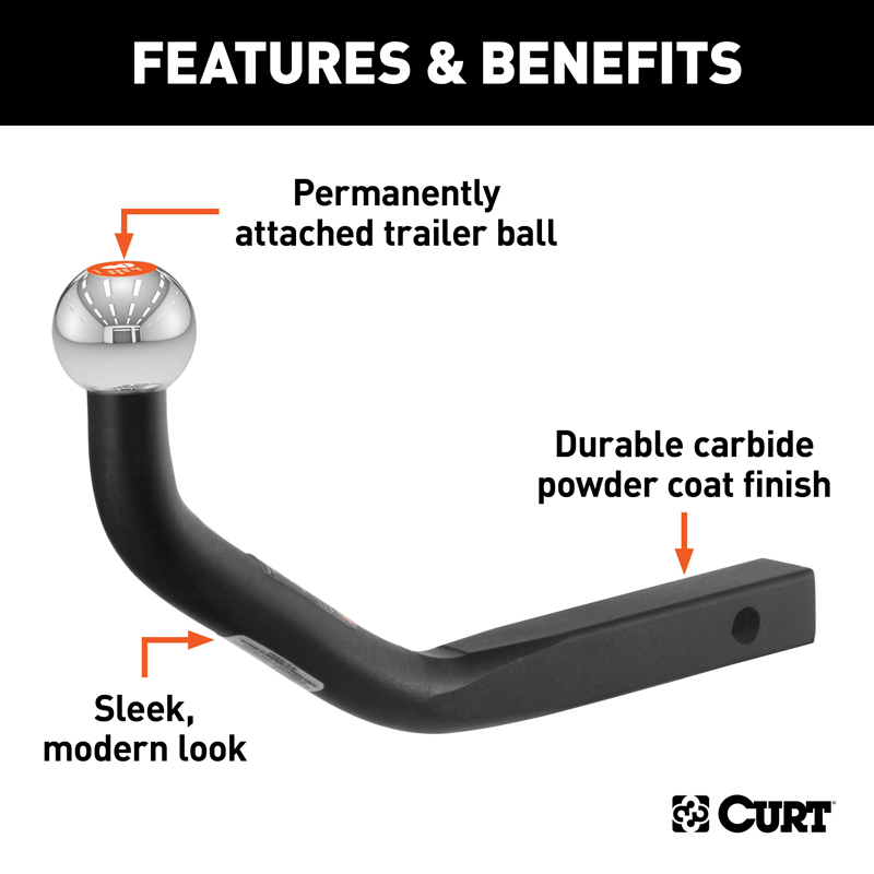 CURT | Euro Mount (2" Ball, 1-1/4" Shank, 3,500 lbs., 5-1/8" High, 11-1/4" Long) CURT Hitch Balls & Mounts