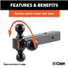 CURT | Multi-Ball Mount (2-1/2" Hollow Shank, 1-7/8", 2" & 2-5/16" Black Balls)