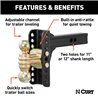 CURT | Adjustable Channel Mount with Dual Ball (2" Shank, 14,000 lbs., 6" Drop)
