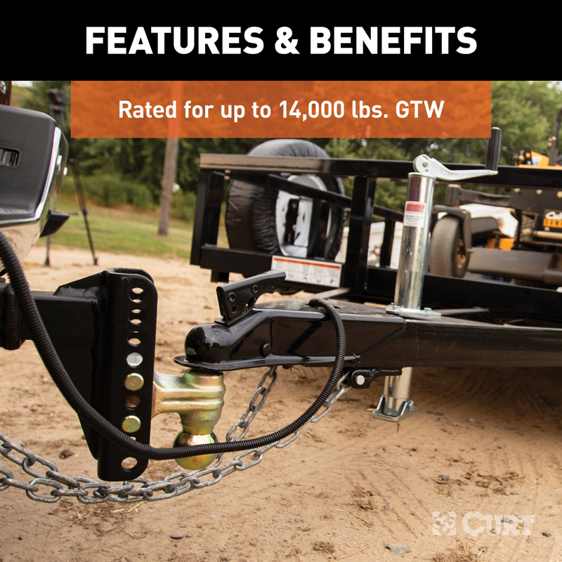 CURT | Adjustable Channel Mount with Dual Ball (2" Shank, 14,000 lbs., 6" Drop)