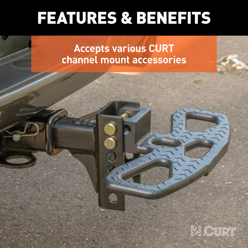 CURT | Adjustable Channel Mount with 1" Ball Hole (2" Shank, 6,000 lbs., 6-3/4" Drop) CURT Hitch Balls & Mounts