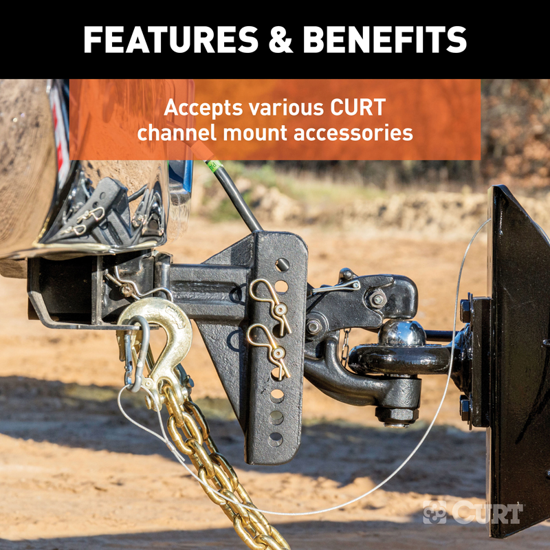 CURT | Adjustable Channel Mount with Dual Ball (2-1/2" Shank, 20,000 lbs., 6" Drop)