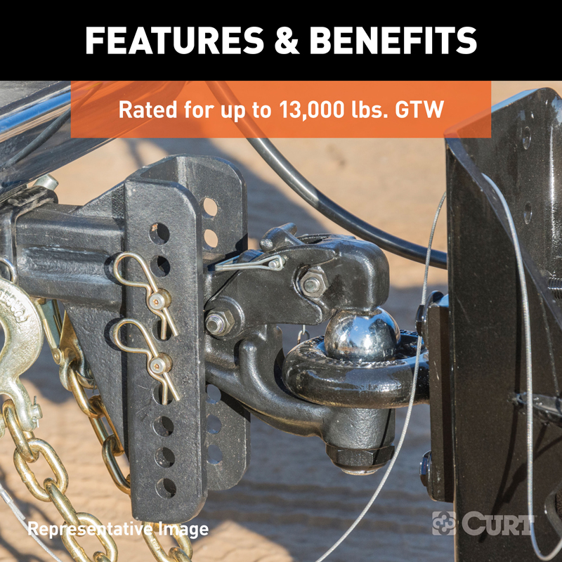 CURT | Adjustable Channel Mount with 2-5/16" Ball & Pintle (2" Shank, 13,000 lbs.)