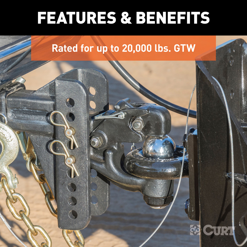 CURT | Adjustable Channel Mount with 2-5/16" Ball & Pintle (2-1/2" Shank, 20,000 lbs.)