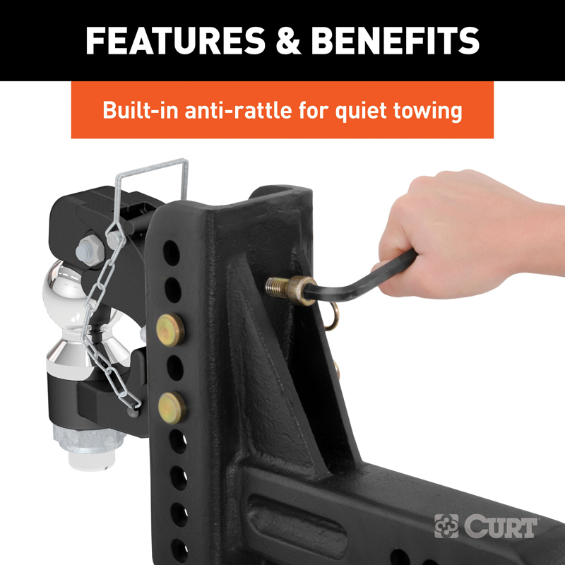 CURT | Adjustable Channel Mount with 2-5/16" Ball & Pintle (2-1/2" Shank, 20,000 lbs.)