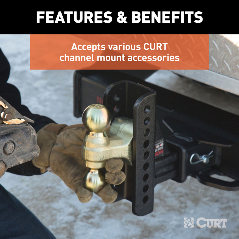 CURT | Adjustable Channel Mount with 2-5/16" Ball & Pintle (2-1/2" Shank, 20,000 lbs.)