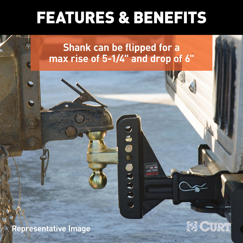 CURT | Adjustable Channel Mount with 2-5/16" Ball & Pintle (2-1/2" Shank, 20,000 lbs.)