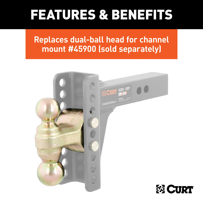 CURT | Replacement Dual-Ball for Adjustable Channel Mount (Fits 45900, 45926) CURT Hitch Balls & Mounts