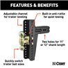 CURT | Adjustable Channel Mount with Dual Ball (3" Shank, 21,000 lbs., 10-5/8" Drop)