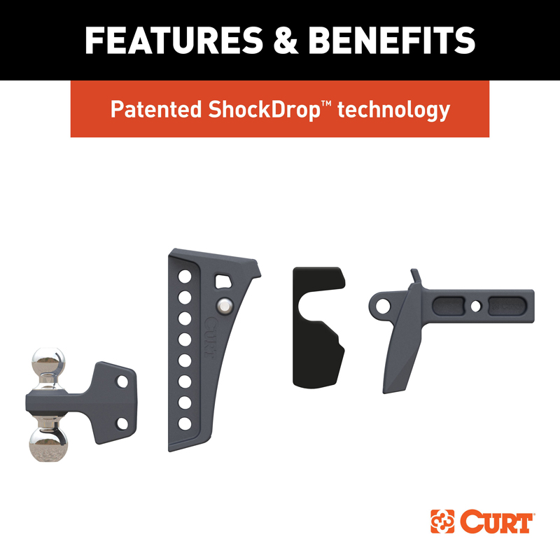 CURT | Rebellion XD Adjustable Cushion Hitch (2" Shank, 2", 2-5/16" Balls, 15K)
