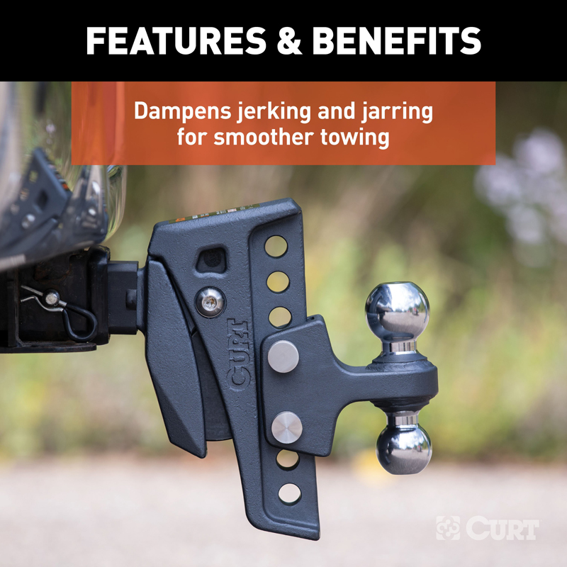 CURT | Rebellion XD Adjustable Cushion Hitch (2" Shank, 2", 2-5/16" Balls, 15K)