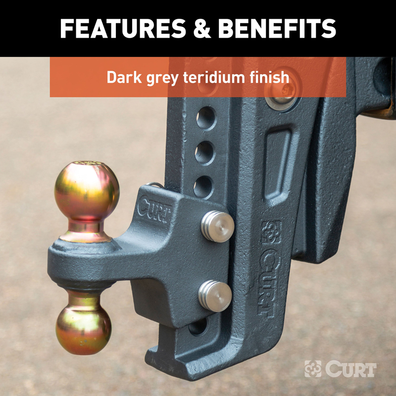 CURT | Rebellion XD Adjustable Cushion Hitch (2-1/2" Shank, 2", 2-5/16" Balls, 20K) CURT Hitch Balls & Mounts