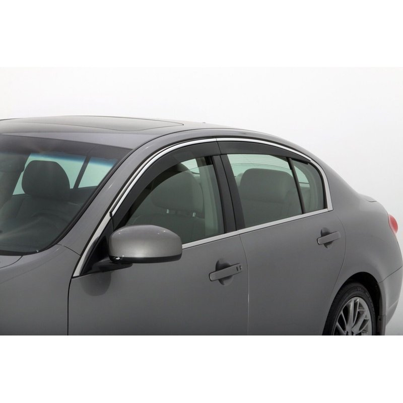 Husky Liners | Low Profile Ventvisor Deflector; Smoke with Chrome Trim; Outside Mount; 6 pc. - CR-V 2.4L 2007-2011