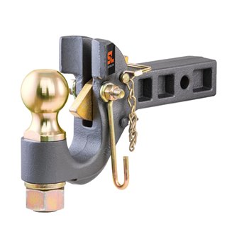 CURT | SecureLatch Receiver-Mount Ball & Pintle Hitch (2" Shank, 2-5/16" Ball, 14K)