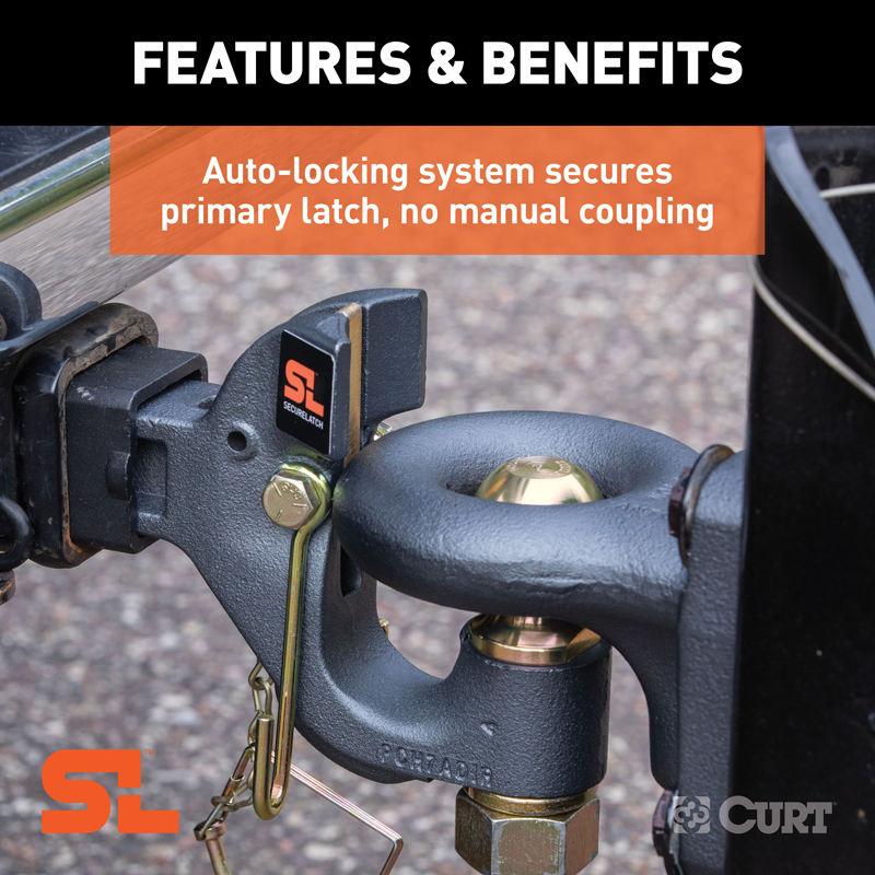 CURT | SecureLatch Receiver-Mount Ball & Pintle Hitch (2" Shank, 2" Ball, 14K) CURT Hitch Balls & Mounts