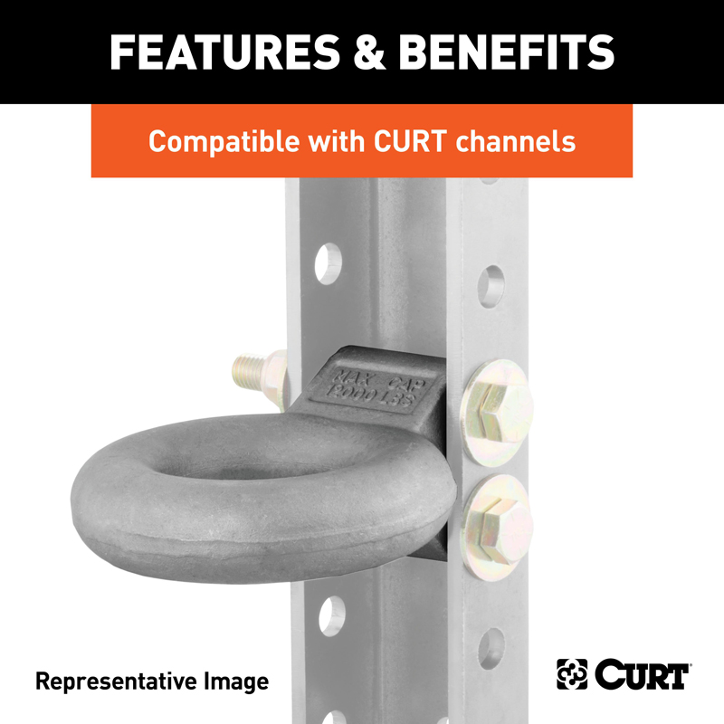 CURT | Channel-Style Lunette Ring (24,000 lbs., 3" I.D., Raw) CURT Hitch Balls & Mounts