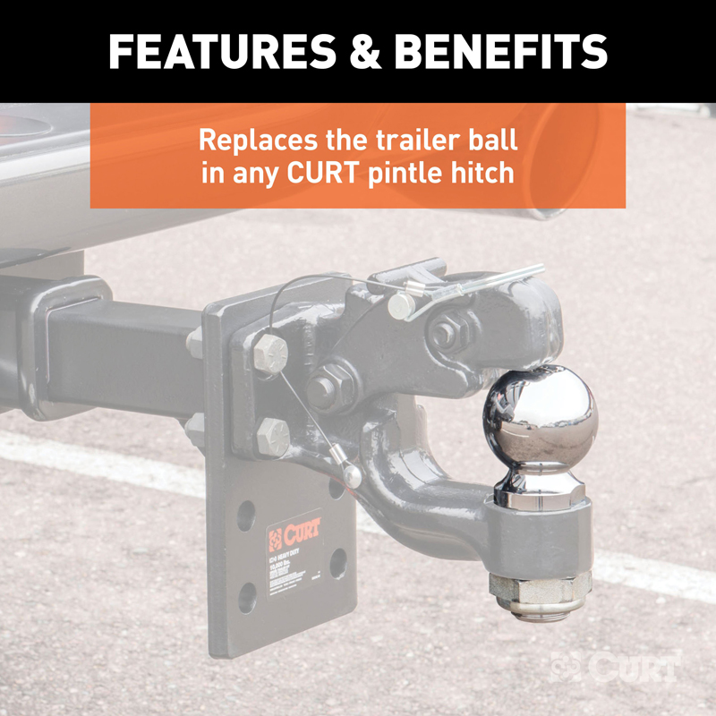 CURT | Replacement 2-5/16" Pintle Ball (16,000 lbs., 1-1/4" Shank) CURT Hitch Balls & Mounts