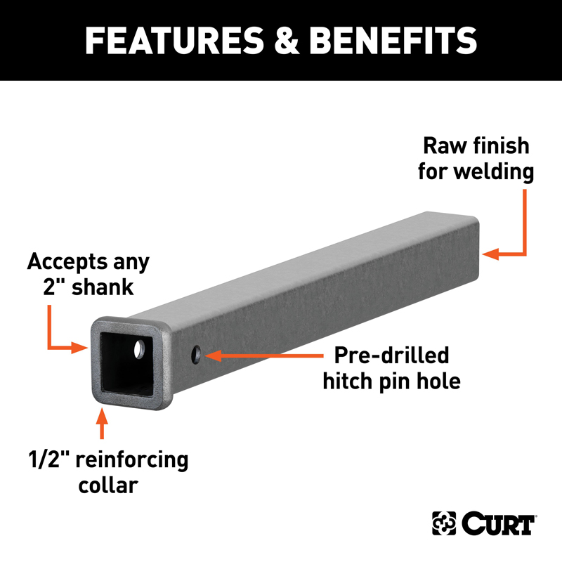 CURT | 24" Raw Steel Receiver Tubing (2" Receiver) CURT Hitch Accessories