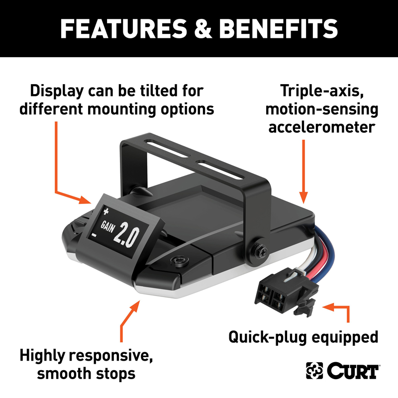 CURT | Assure Proportional Trailer Brake Controller with Dynamic Screen CURT Electrical & Wiring