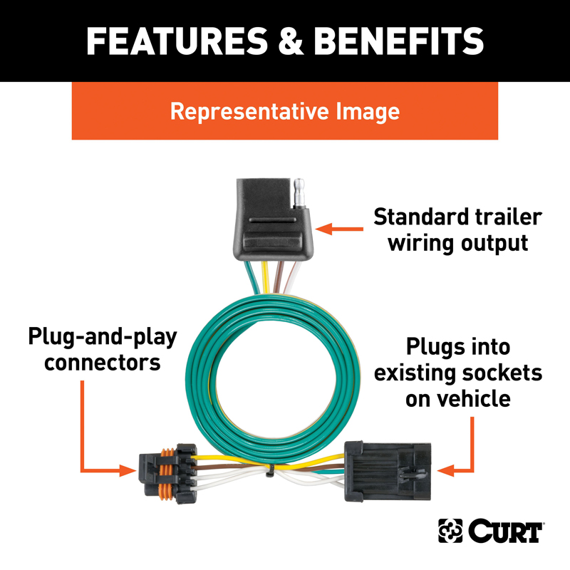 CURT | Custom Wiring Harness, 4-Way Flat Output - F-150 4.2L / 4.6L / 5.4L 2000-2004