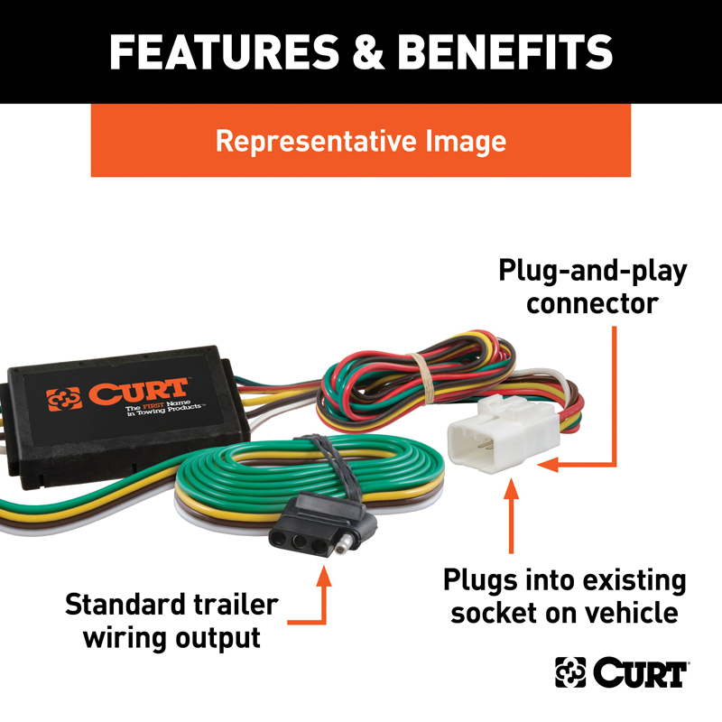 CURT | Custom 4-Flat - Grand Cherokee 4.0L / 4.7L 1999-2004 CURT Electrical & Wiring