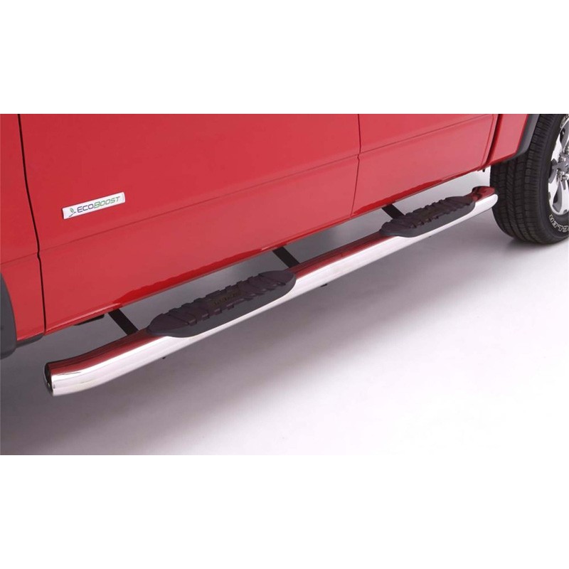 Lund | 5 In Curved Oval Nerf Bars; Stainless Steel; Polished - Chevrolet / GMC 2001-2014