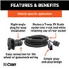 CURT | 7' Custom Wiring Extension Harness (Adds 7-Way RV Blade to Truck Bed) - Dakota / 1500 / 2500 / 3500 2000-2010