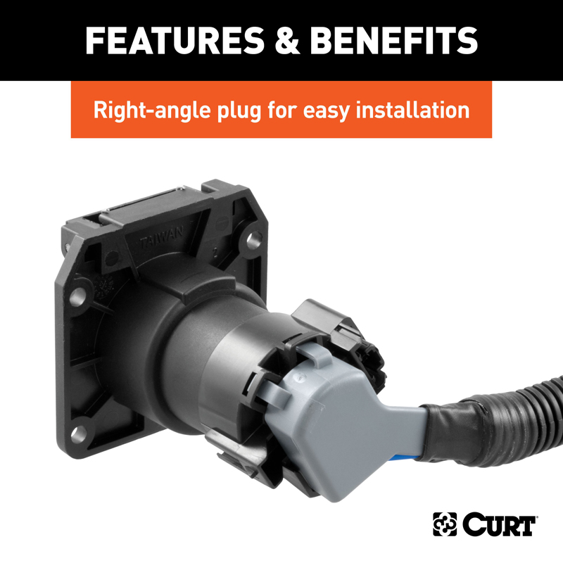 CURT | 7' Custom Wiring Extension Harness (Adds 7-Way RV Blade to Truck Bed) - Dakota / 1500 / 2500 / 3500 2000-2010