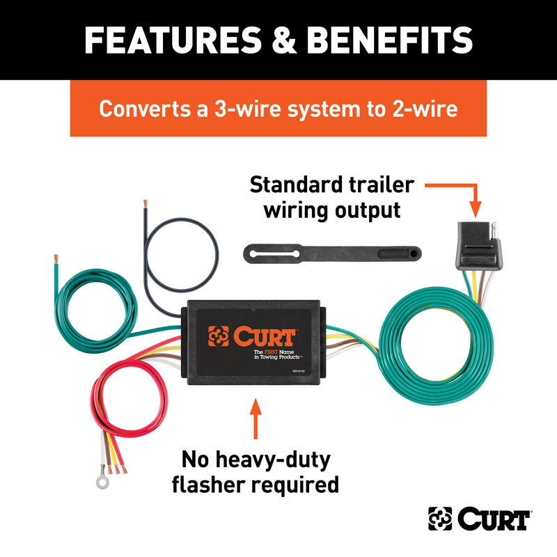 CURT | Powered 3-to-2-Wire Taillight Converter