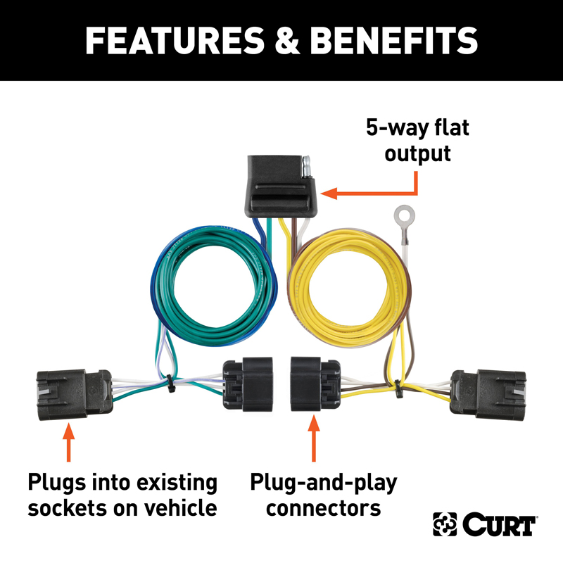 CURT | Custom Wiring Harness, 5-Way Flat Output - Equinox / Terrain 2010-2017