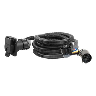 CURT | 10' Custom Wiring Extension Harness (Adds 7-Way RV Blade to Truck Bed, Packaged) - F-150 / F-250 / F-350 2015-2023