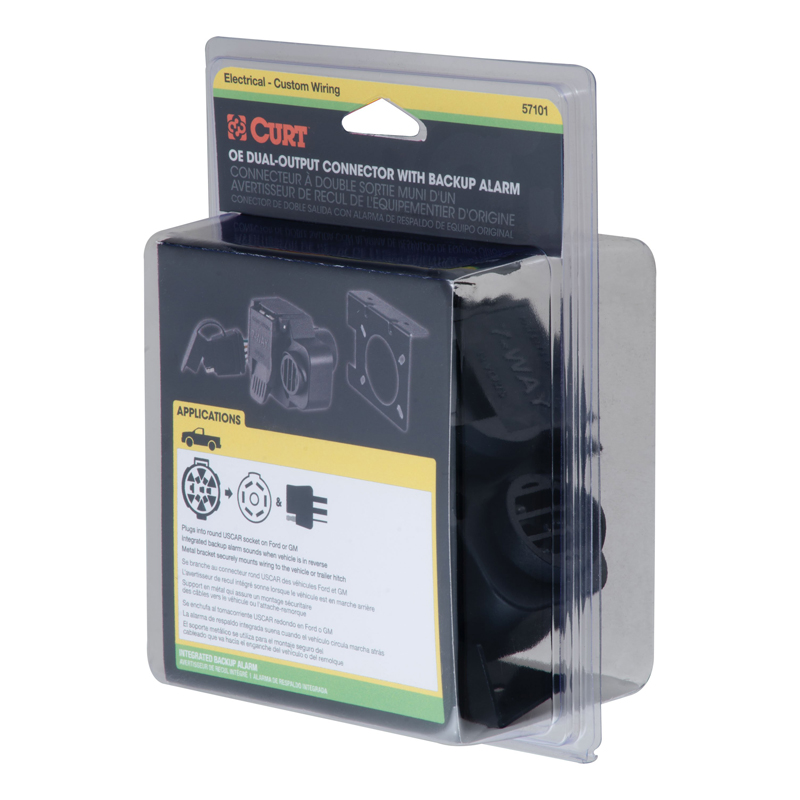 CURT | Dual-Output 7 & 4-Way Connector with Backup Alarm (Plugs into USCAR) - Audi / Buick / Cadillac / Chevrolet 2000-2023