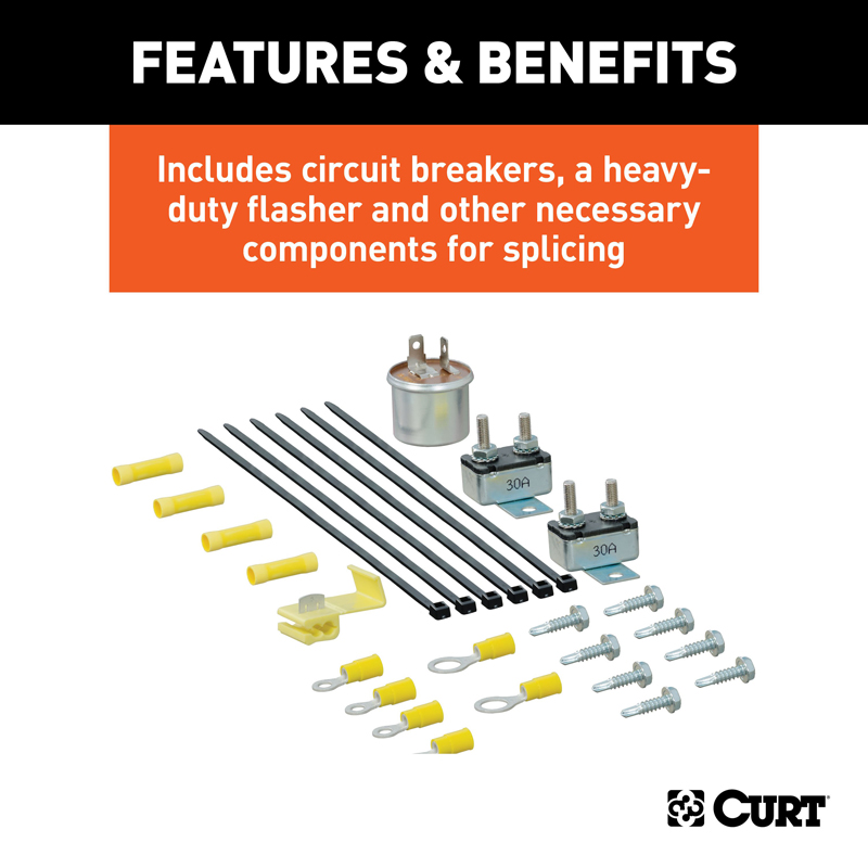 CURT | 4-Way Flat Electrical Adapter with Brake Controller Wiring CURT Electrical & Wiring