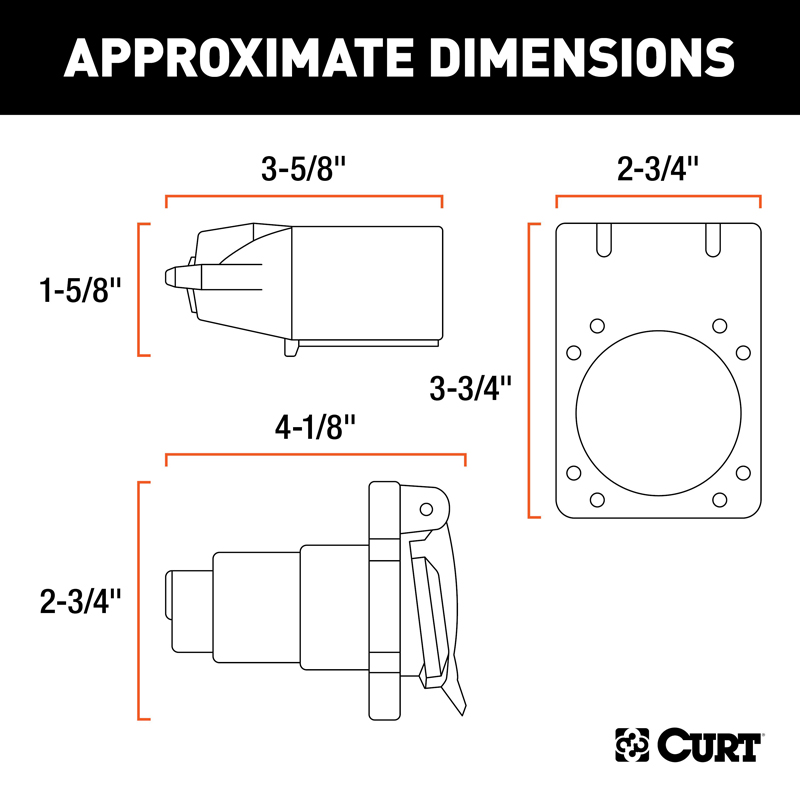 CURT | 7-Way RV Blade Connector Plug & Socket with Hardware (Packaged) CURT Electrical & Wiring