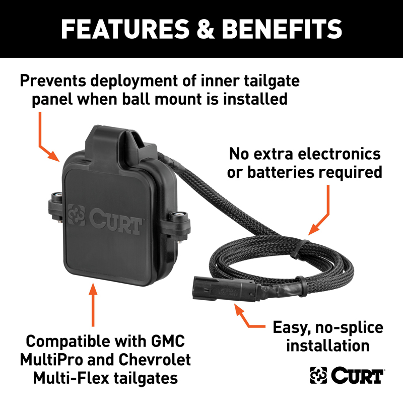 CURT | Protective MultiPro / Multi-Flex Tailgate Sensor with 2-1/2" Hitch Cap - Chevrolet / GMC 2020-2021 CURT Hitch Accessories