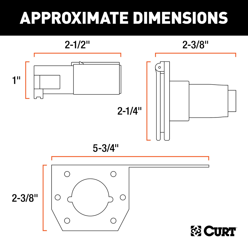 CURT | 4-Way Round Connector Plug & Socket with Hardware (Packaged) CURT Electrical & Wiring