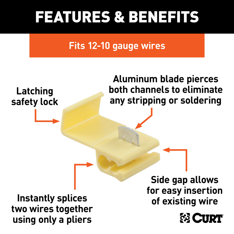 CURT | Snap Lock Tap Connectors (12-10 Wire Gauge, 100-Pack) CURT Electrical & Wiring