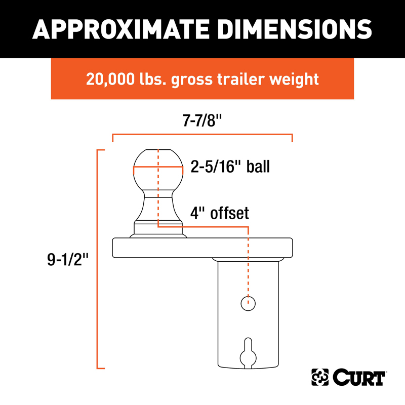 CURT | Double Lock 2-5/16" Offset Gooseneck Ball (4" Rearward Offset) CURT Hitch Balls & Mounts