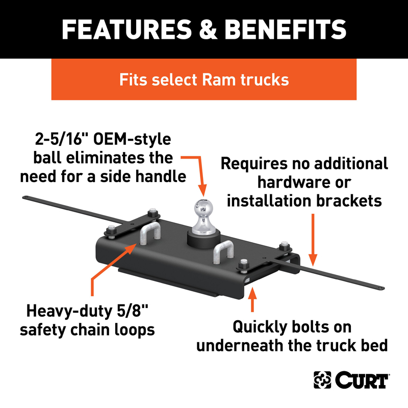 CURT | OEM-Style Gooseneck Hitch - Ram 2500 5.7L / 6.4L / 6.7L 2014-2018