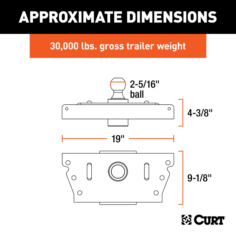 CURT | OEM-Style Gooseneck Hitch - Ram 3500 5.7L / 6.4L / 6.7L 2013-2018 CURT Gooseneck Hitches