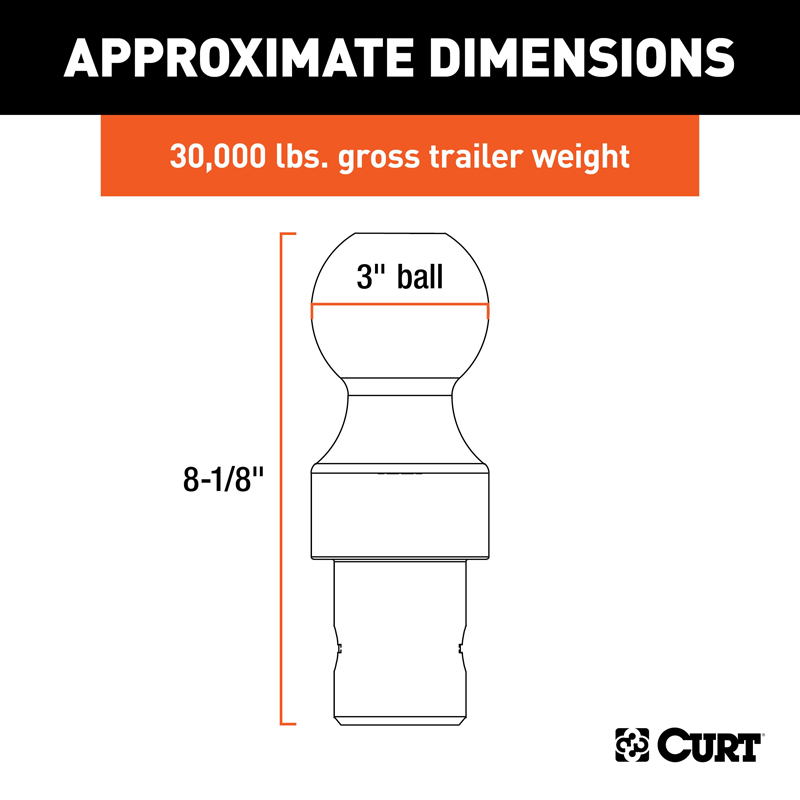 CURT | OEM Puck System 3" Gooseneck Ball, (30K) CURT Hitch Balls & Mounts