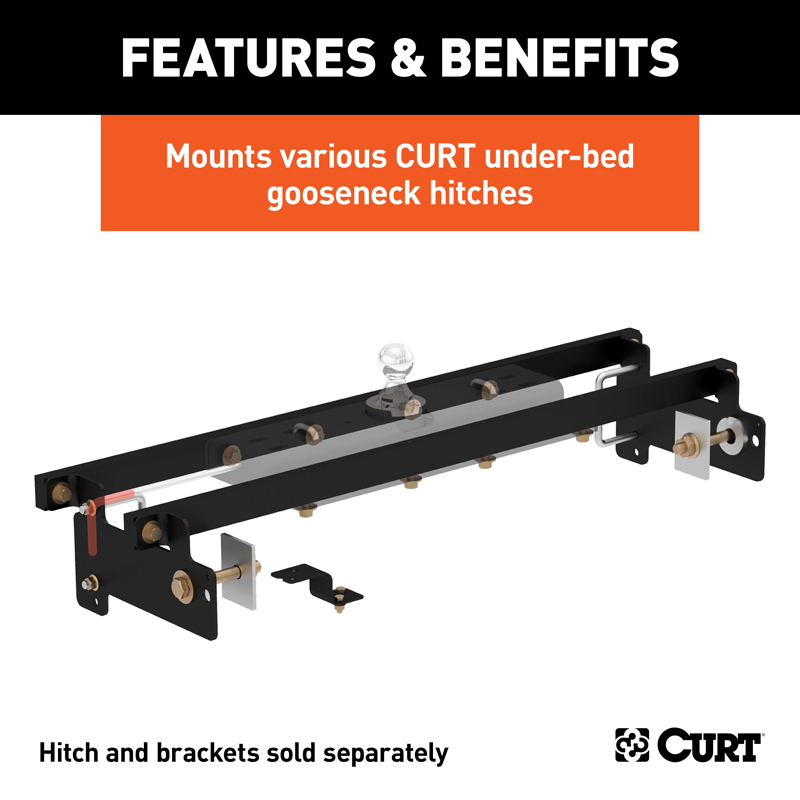 CURT | Double Lock Gooseneck Installation Brackets - Silverado / Sierra 1500 / Limited 2007-2019 CURT Gooseneck Hitches