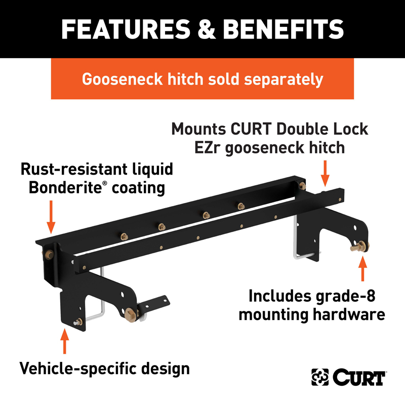 CURT | Double Lock EZr Gooseneck Install Brackets - Chevrolet / GMC 2001-2010 CURT Gooseneck Hitches