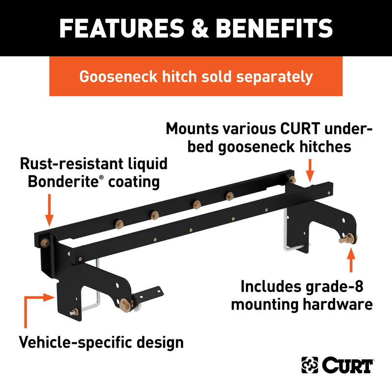 CURT | Under-Bed Gooseneck Install Brackets - Chevrolet / GMC 2000-2010 CURT Gooseneck Hitches