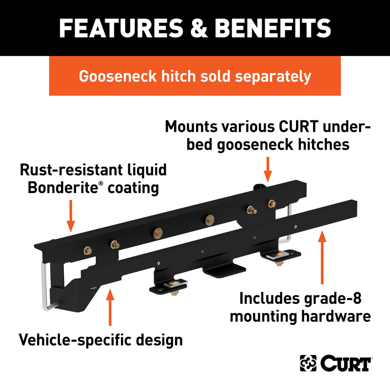 CURT | Double Lock Gooseneck Installation Brackets - Ram 1500 2013-2016 CURT Gooseneck Hitches